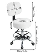 KKTONER Swivel Round Rolling Stool PU Leather with Adjustable Foot Rest Height Adjustable Task Work Drafting Chair with Back