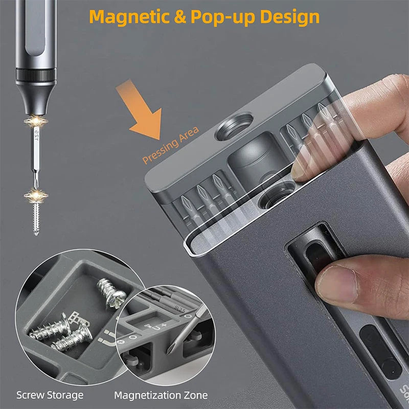 Precision Electric Screwdriver Set Multifunctional Power Tool Fast Charging Magnetic Bits for iPhone Laptop Watch PC DIY Tools