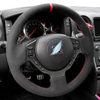 Hand-stitched Suede Car Steering Wheel Cover for Nissan GTR GT-R R35 Nismo 2008-2016 Full Coverage Steering Wheel Accessory