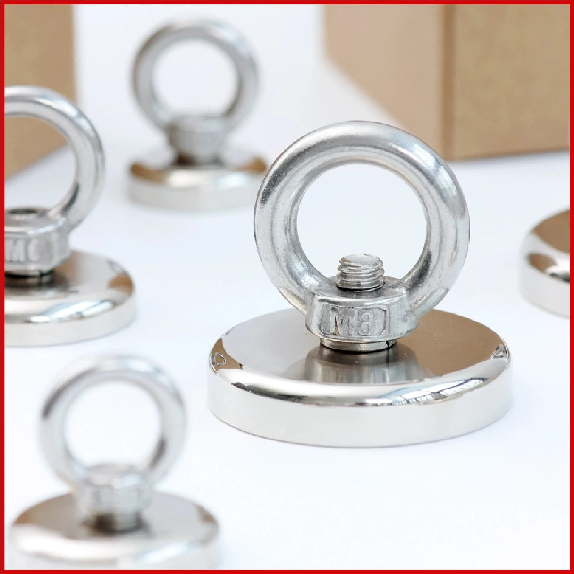 Super Strong Neodymium Fishing Magnet Hook N52 Heavy Duty Rare Earth Magnet With Countersunk Hole Eyebolt 16-90mm Salvage Magnet