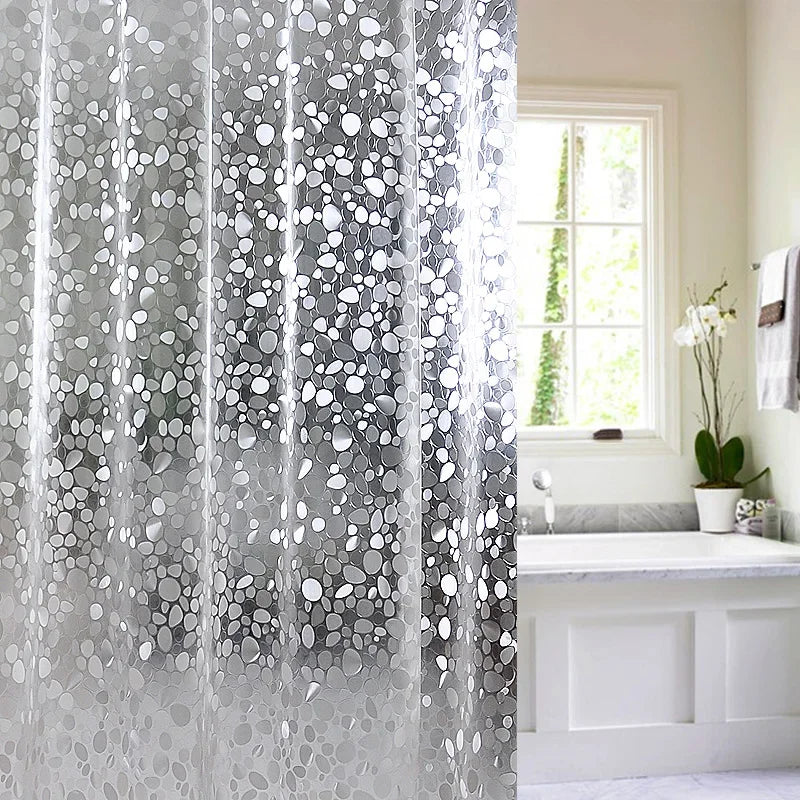 3D Transparent Shower Curtains PVC Bathroom Curtains with Hooks Waterproof Clear Bath Curtains for Bathroom Shower Curtain