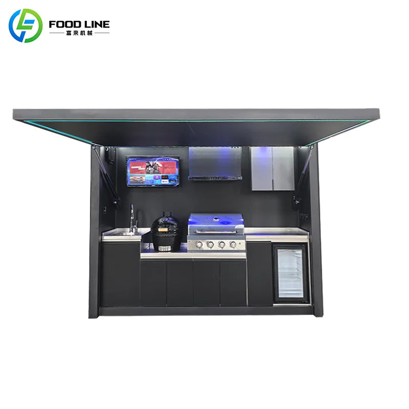 Customizable Stainless Steel BBQ Station with Prep Sink Storage Drawers and Grill for Outdoor Kitchen Island