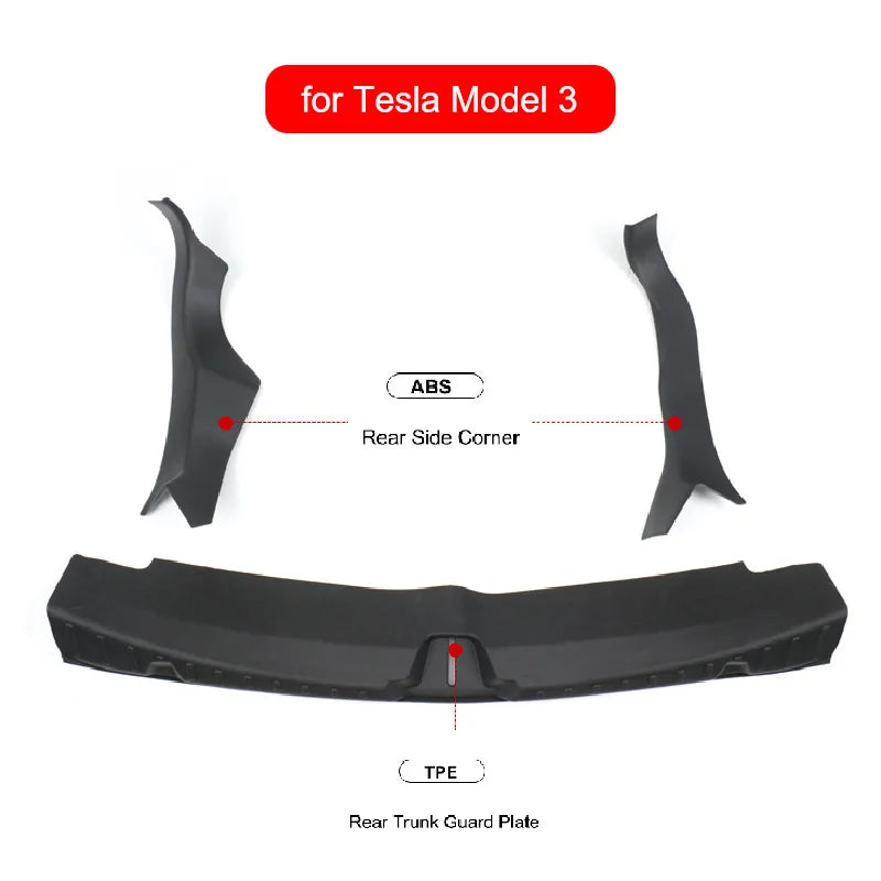 Trunk Protector Sill Guard For Tesla Model 3 Anti-Scratch Mat Rear Cargo Threshold Bumper TPE Pad Door ABS Side Cover Accessorie