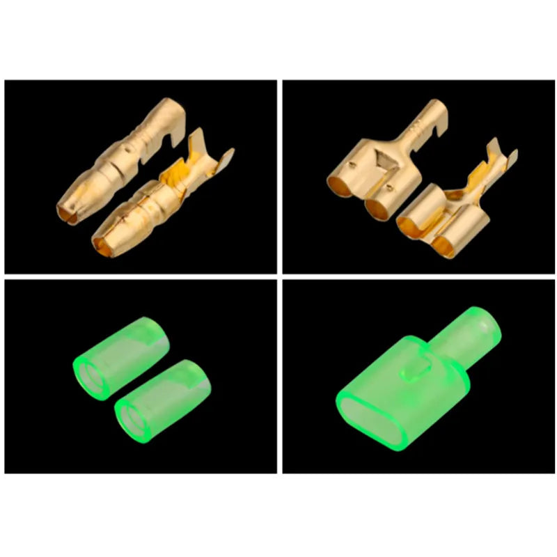 10/20/50sets Car tools 4.0 bullet terminal   car electrical wire connector Green 4mm Male + Female 1 : 2 Cold press terminal