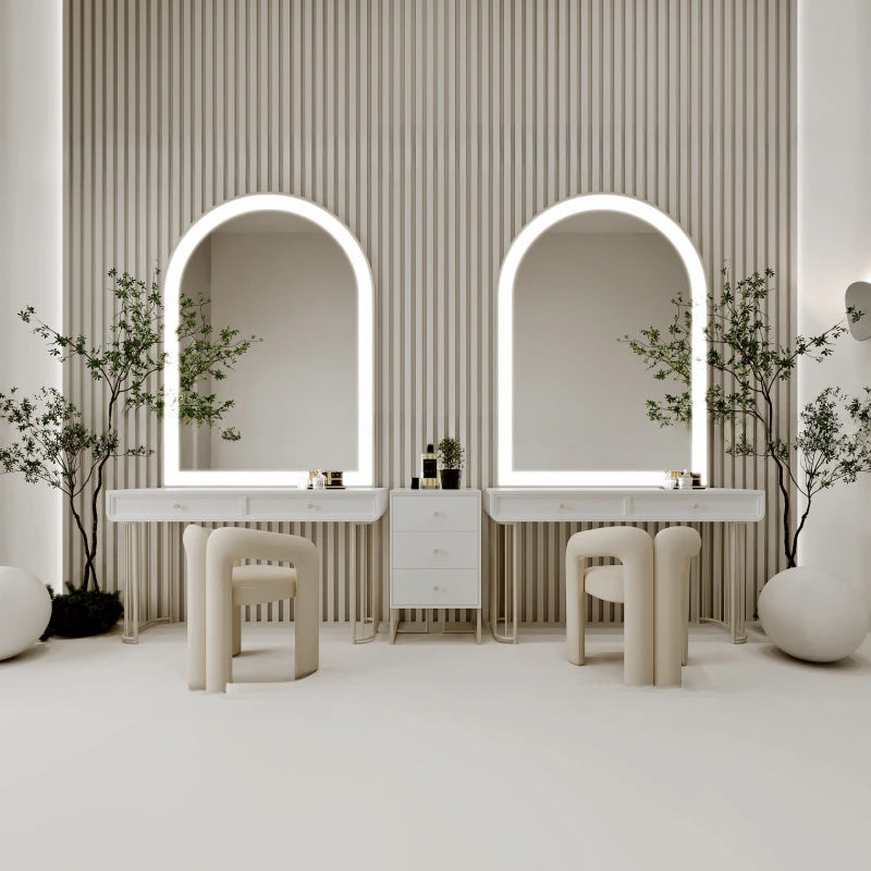 Girls Luxury Mirror Vanity Table Nordic Makeup Large White Makeup Desk Dressers Girl Drawers Light Penteadeira Bedroom Furniture