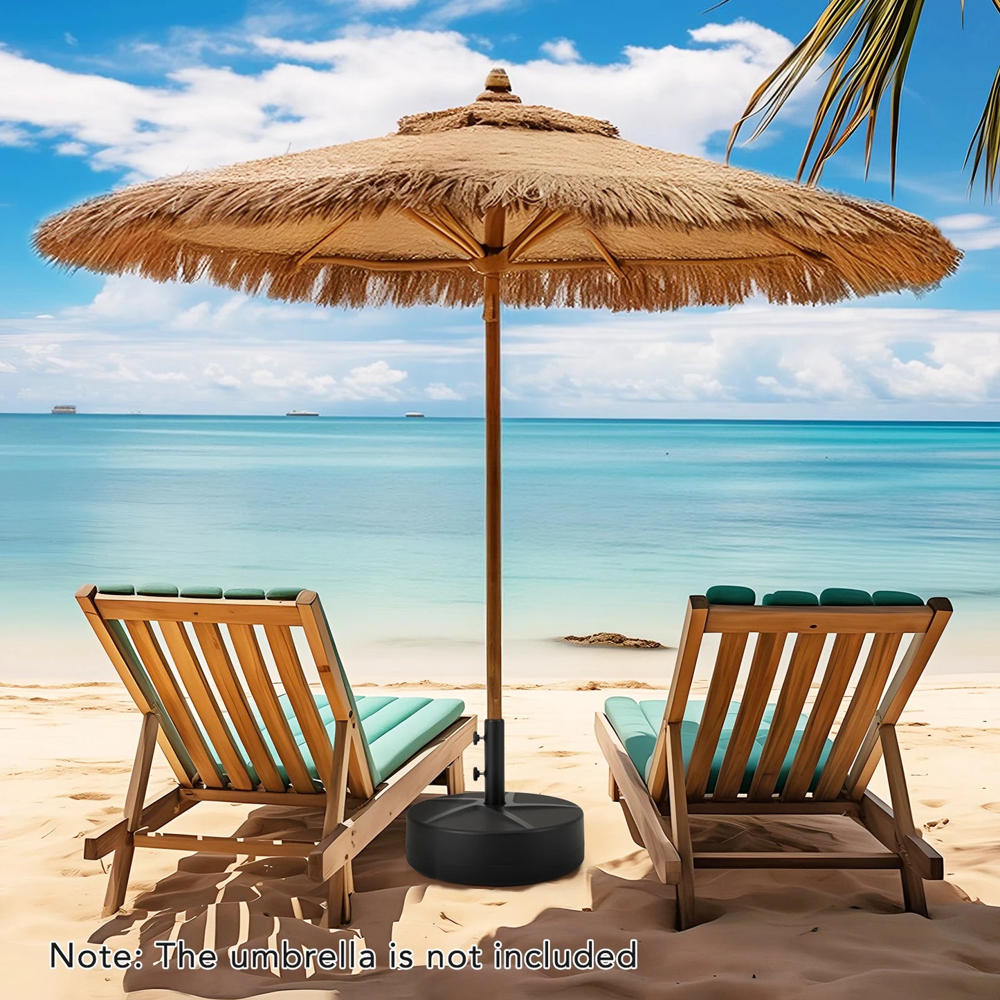 Patio Round Umbrella Base w/2 Adjustable Knobs & 3 Adapters Outdoor for Poolside