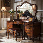 Nordic Hollywood Chair Vanity Wood Storage Mirror Organizer Luxury Dressers Bedroom Makeup Seating Penteadeira Furniture Home