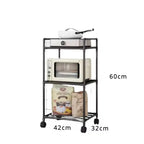 Floor-Standing Multi Layer Storage Rack Shelf with Pulley Trolley Bathroom Kitchen Microwave Storage Rack Kitchen Accessories
