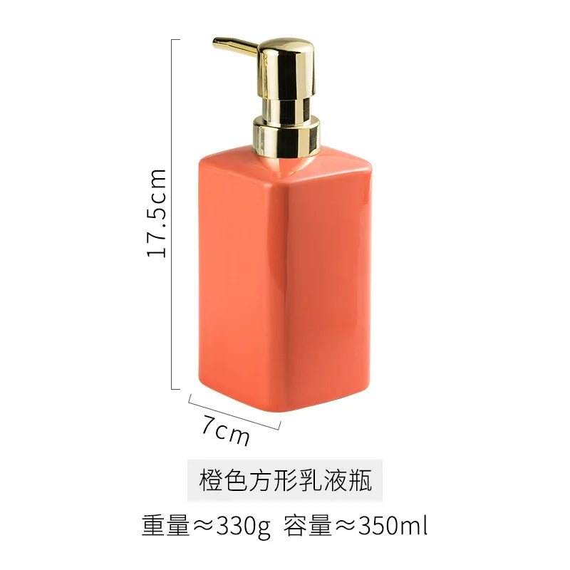 Enamel Hand Soap Shower Gel Dispensing Bottle Household Ceramic Soap Dispenser Gold Press Lotion Bottle Bathroom Accessories New