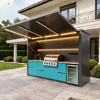 Customized eco modular outdoor kitchen island waterproof stainless steel cabinet with BBQ grill storage solution