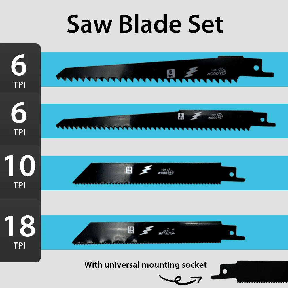 Cordless Reciprocating Saw with 4 Blades for Makita 18V Brushless Motor Saw Wooden Metal Cutting Handheld Wireless Reciprocating