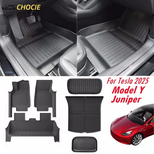 Fully Protection Floor Liners For 2025 Tesla Model Y Juniper Floor Mats with Door Sill Protector Front Rear Cargo Liner  Juniper