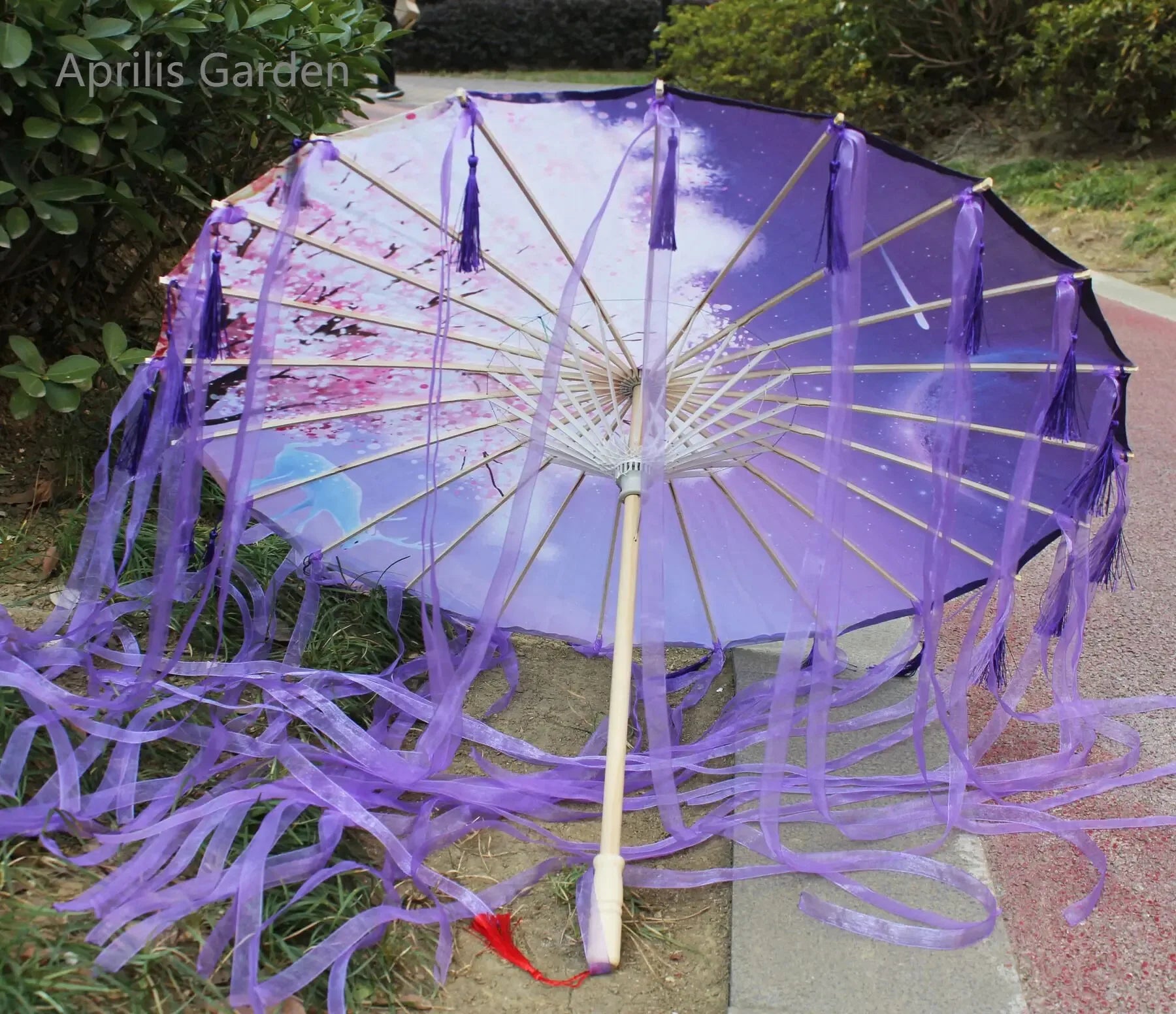 Star Oil Paper Waterproof Beach Umbrella Fan Chinese Dance Performance Lace Umbrella Classical Hanfu Fairy Parasol Paraguas