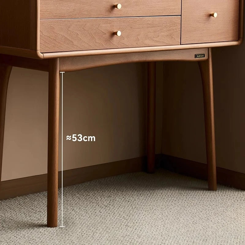 Dresser Bedroom Household Small Apartment Solid Wood Leg Makeup Table With Makeup Mirror Vanity Desk With Light Mirror With Seat