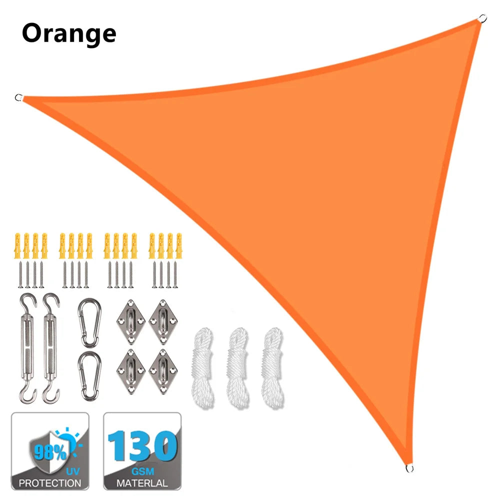 5x5x5/2x2x2M Waterproof Sun Shelter Triangle Sunshade Protection Outdoor Canopy Garden Patio Pool Shade Sail Awning Shade Cloth