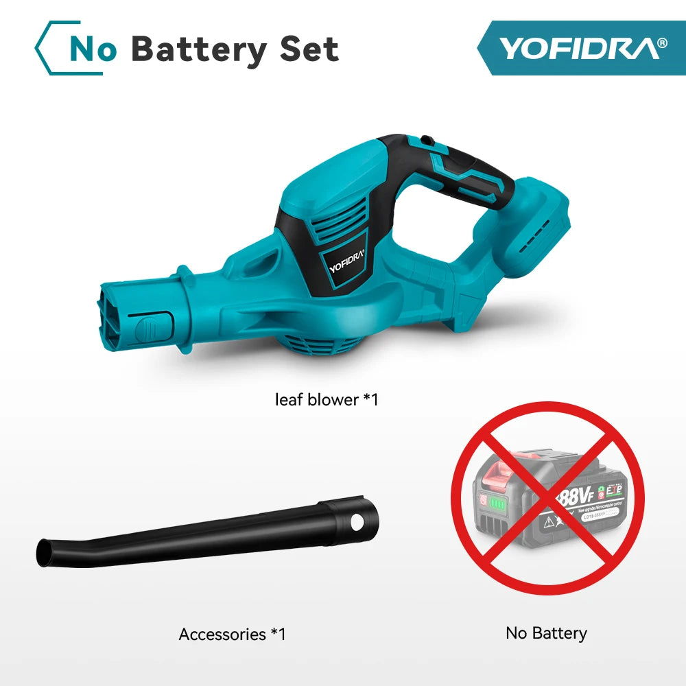 Yofidra Cordless Electric Blower with 1/2 Battery Leaf Blower Snow Dust Blower Garden Power Tool For Makita 18V Battery Pin
