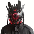Rechargeable LED Helmet Mask Futuristic Light-Up Face Cover for Rave Festival Cosplay Party RGB Programmable Adjustable Gear