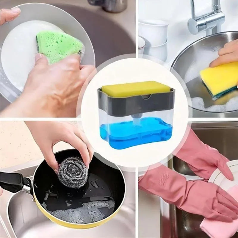 Liquid Soap Dispenser Kitchen Sink Sponge Press Utensils Kitchens Accessories Dispensers Detergent Dish Fixture Home Improvement