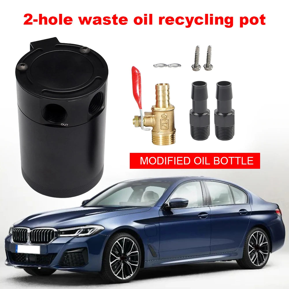 Universal Car Baffled Reservoir Separator Aluminum Alloy Car Oil Catch Reservoir 2/3 Port Fluid Filter Cylinder Tank Fuel Tack