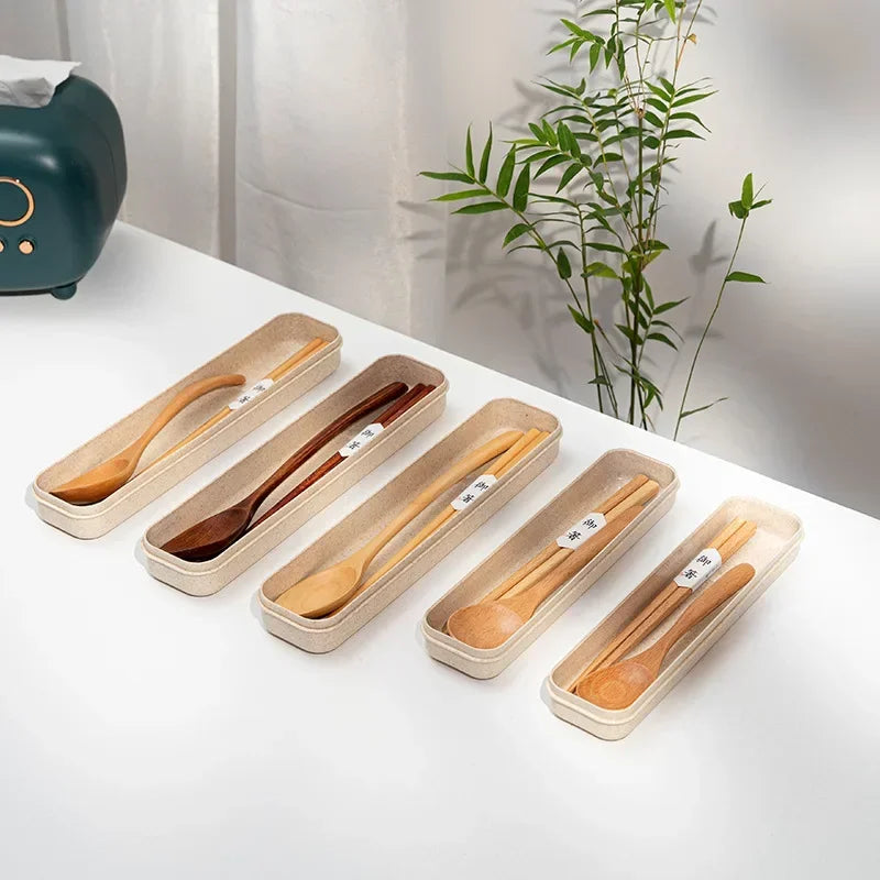 Handmade Home Dinnerware Tableware Cutlery for Kitchen, Natural Wooden Spoon & Fork Dinner Kit, Rice Soups, Cereal Utensil
