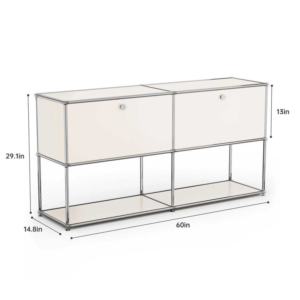 Storage Cabinet Storage Shelf Stainless Steel Metal Board Living Room Cabinet Sideboard Cabinet Modular Furniture-No Keys