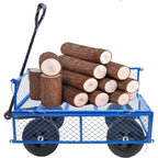 Solid Wheels 10" Flat Free Tires Steel Garden Wagon cart A Large-Capacity mesh with a Load of 1100LBS,with Detachable Side and n
