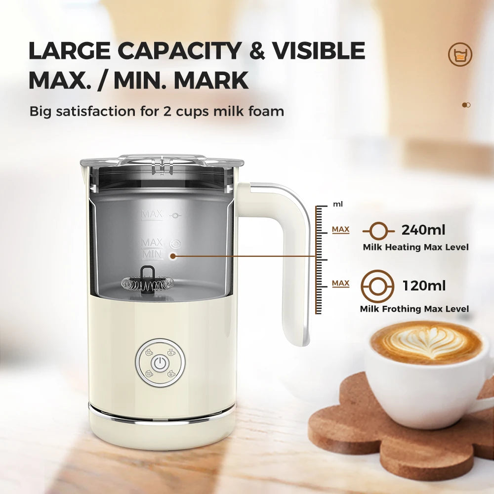 Cafelffe Electric Milk Frother Frothing Foamer Chocolate Mixer Cold/Hot Latte Cappuccino Fully Automatic Milk Warmer Cool 4-in-1