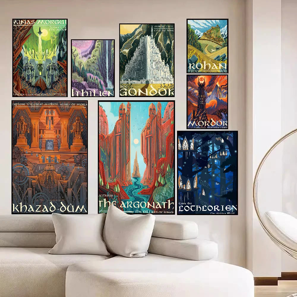 Ring Art Travel Abstract Vintage Film Mordor Castle Classic Vintage Posters Vintage Room Bar Cafe Decor Stickers Wall Painting