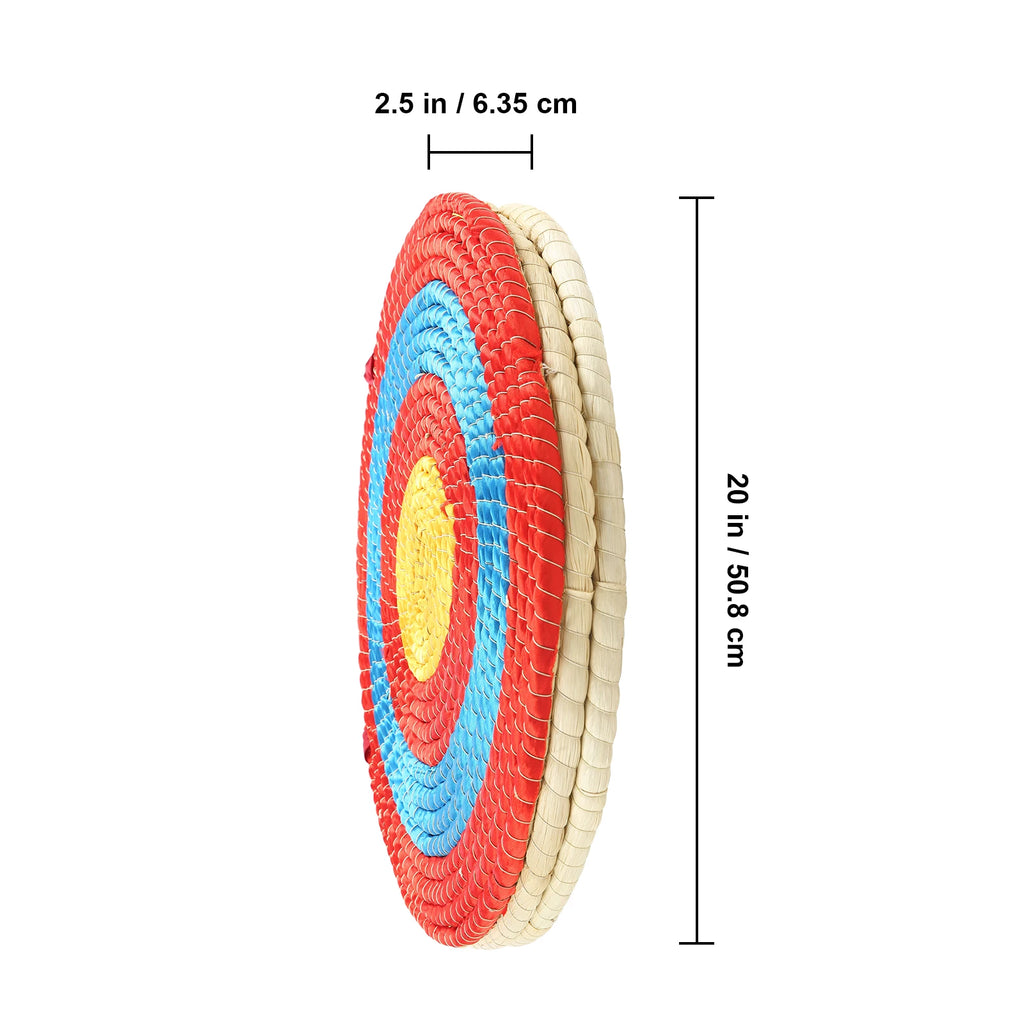 SucceBuy  20in Traditional Solid Straw Round Archery Target Shooting Bow Coloured Rope Target 3/5 Layer for Shooting Practice