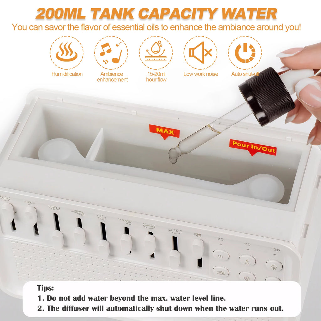 White Noise Sleep Night Light Humidifier Machine LED 3 in 1 Bluetooth Speaker Free Combination of 8 Group Nature Sounds