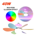 40W Ceiling Fan Lamp RGB Dimmable Ceiling Fanlight Stepless Dimming E2