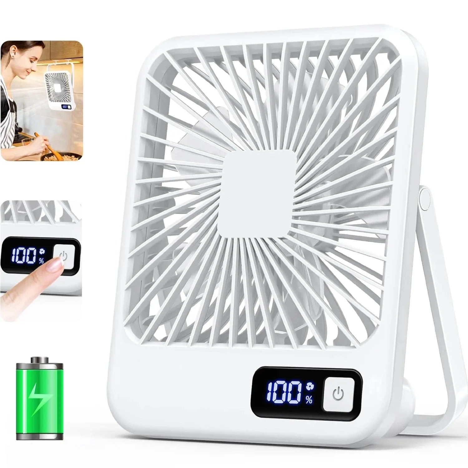 Desk Fan, Portable USB Rechargeable Fan, 180° Tilt Folding Personal Fa