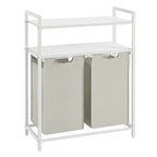 VASAGLE Laundry Basket, Laundry Hamper, Laundry Sorter with 2 Pull-Out and Removable Bags, 2 Shelves, 46L Capacity per Bag