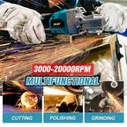 JAUHI 125mm Brushless Angle Grinder 4 Gears Cordless Grinding Machine Cutting Woodworking Power Tools For Makita 18V Battery