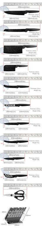 18pcs Kitchen Knives Set Stainless Steel Meat Cleaver Household Chef's Knife Steak Knife Kitchen Scissors Knife Sharpener
