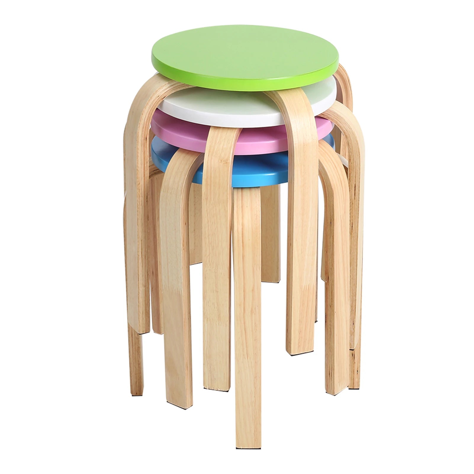 Anti-Slip Bent Wood Stacking Stool Candy Color Home Furniture Kids Room Decor Bentwood Stool Home Stool Stool Wooden Stool