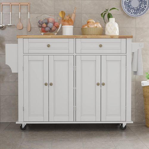 Rolling Kitchen Island with Drop Leaf – Movable Kitchen Carts on Wheels Island with Storage Cabinet, Island Table for Kitchen