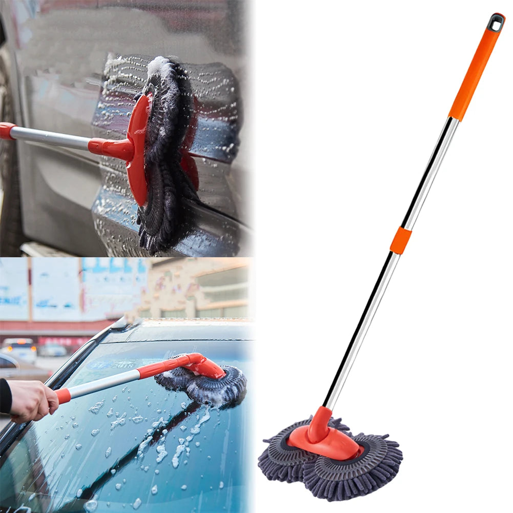 Foam Wash Brush Double Brush Head Stretching Handle Car Mop Long Handl