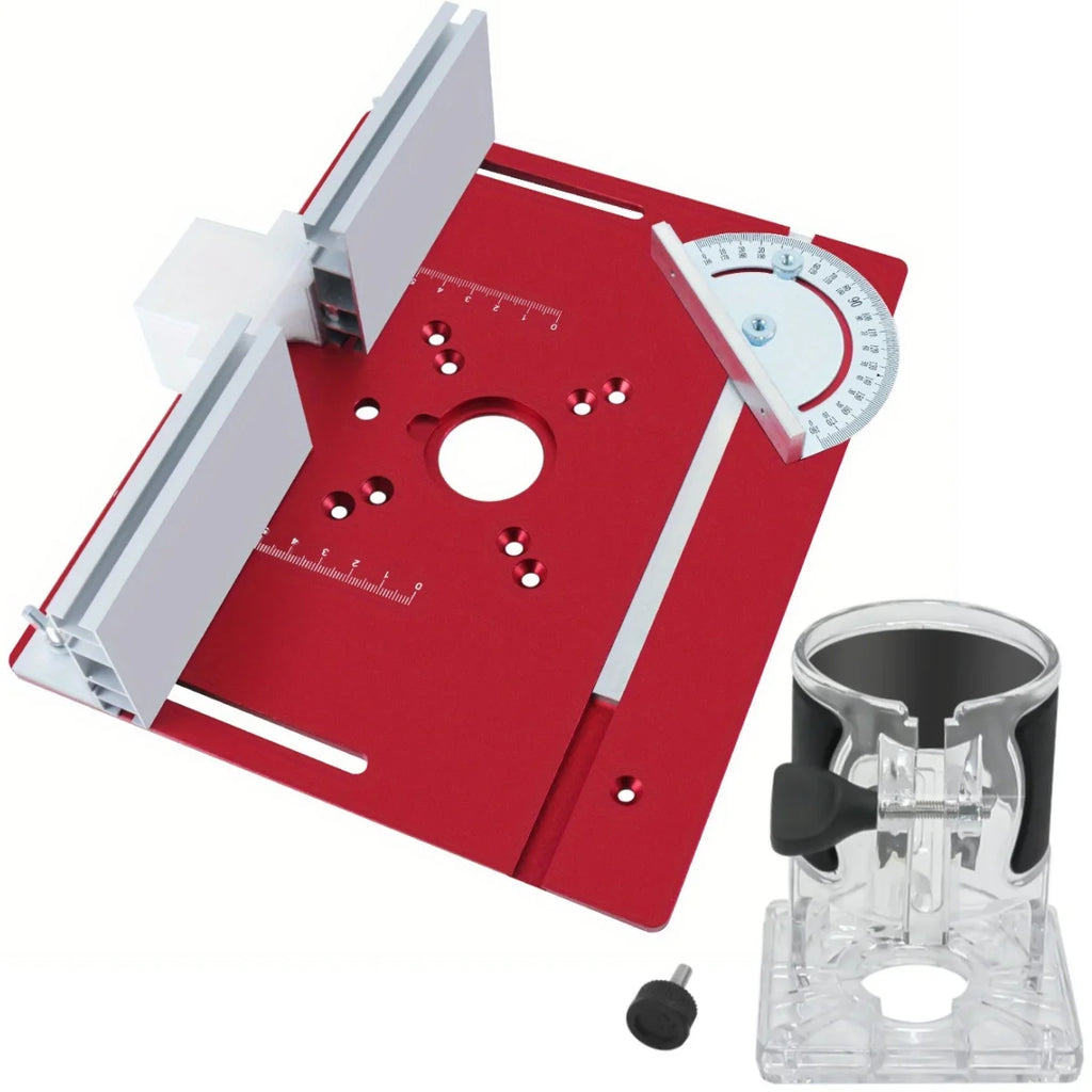Aluminum Router Table Insert Plate w/ Miter Gauge & Fence, Flip Plate & Router Base, Required for Table Saws Workbenches Trimmer