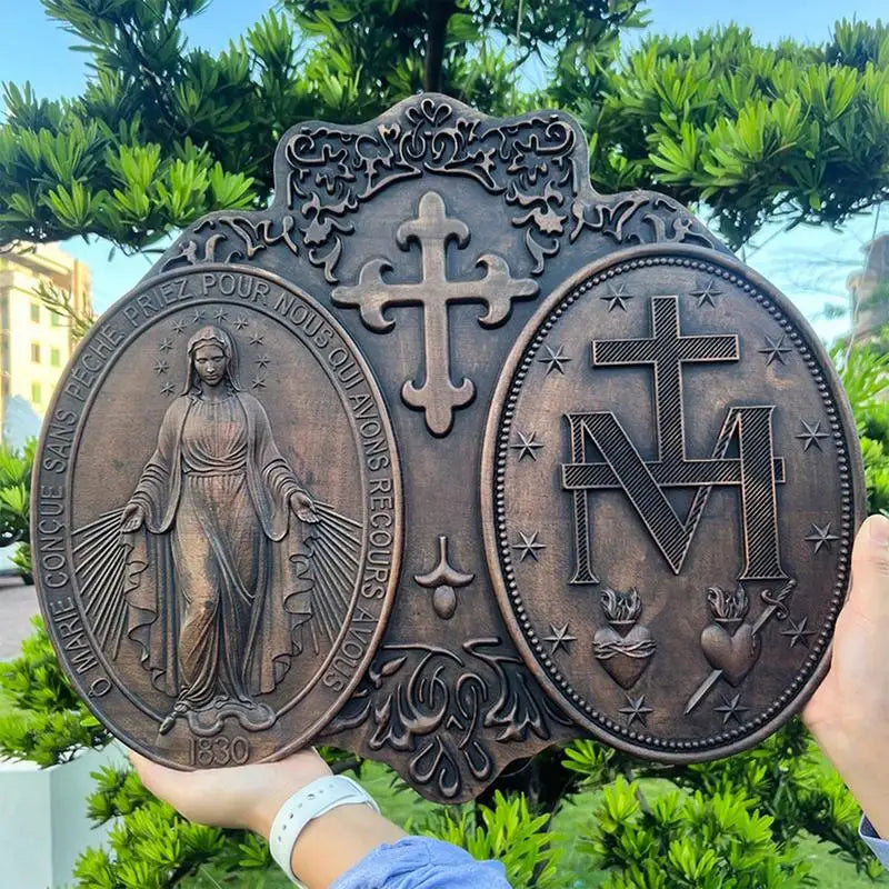 Our Lady Of Fatima Wood Decor Miracles Plate Mary Apparition Holy Plate Christmas Easter Wood Carving Pendant Wooden Ceremony