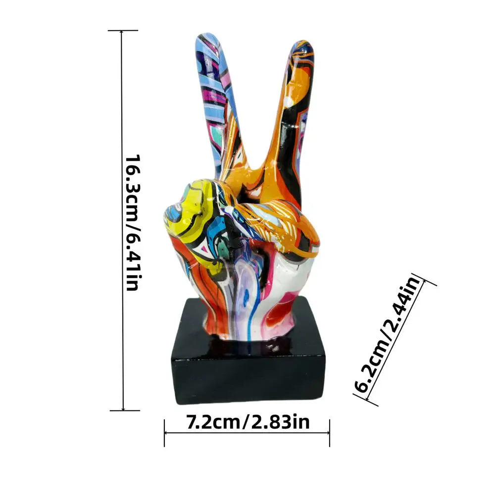 Graffiti Hand Gesture Ornament Art And Crafts Resin Gesture Statue Desktop Ring A Living Room Home Decoration