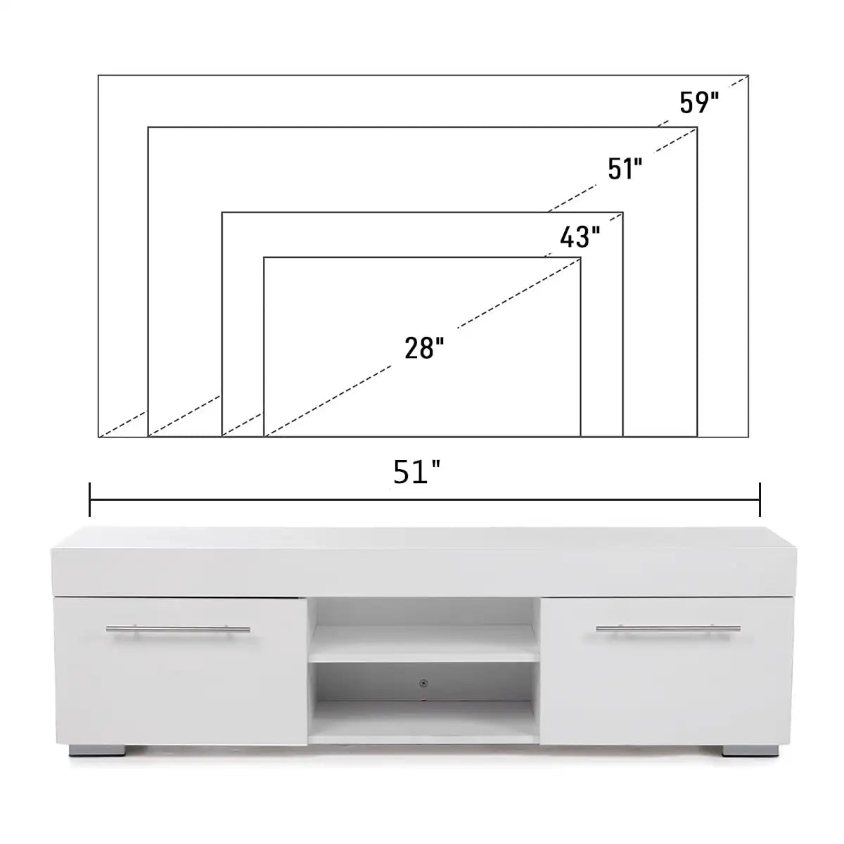 Modern High Gloss TV Stand for 59" TV