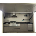 Custom Modern Outdoor Kitchen for Furniture Pool House with Stainless Steel Kitchen Cabinet for Gas BBQ Grill with Shed