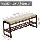 Entryway Bench with Cushion Wood Shoe Storage Bench Shoe Bench Rack Organizer for Hallway, Living Room