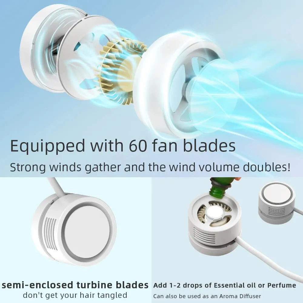 USB Mini Portable Fan Outdoor Cold Fan Hands Free Neck Fan Hanging Rec