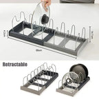 Expandable Stainless Kitchen Cabinet Organizers,with 6 Adjustable Shelves,Board Drying Cookware Shelf,Kitchen Organization Tools