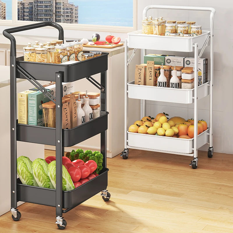 Kitchen Storage Holder Household Removable Foldable Storage Rack Multi-purpose Bedroom Toy Cosmetics Organizers Racks on Wheels