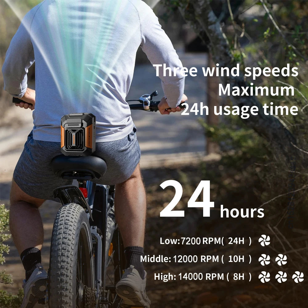 Outdoor Portable Waist & Neck Fan | USB Rechargeable with LED Light & Built-in Power Bank