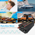 10000W/12000W Car Inverter LCD Display Vehicle Smart Inverter DC 12 V To AC 220V Digital Pure Sine Wave Power Inverter