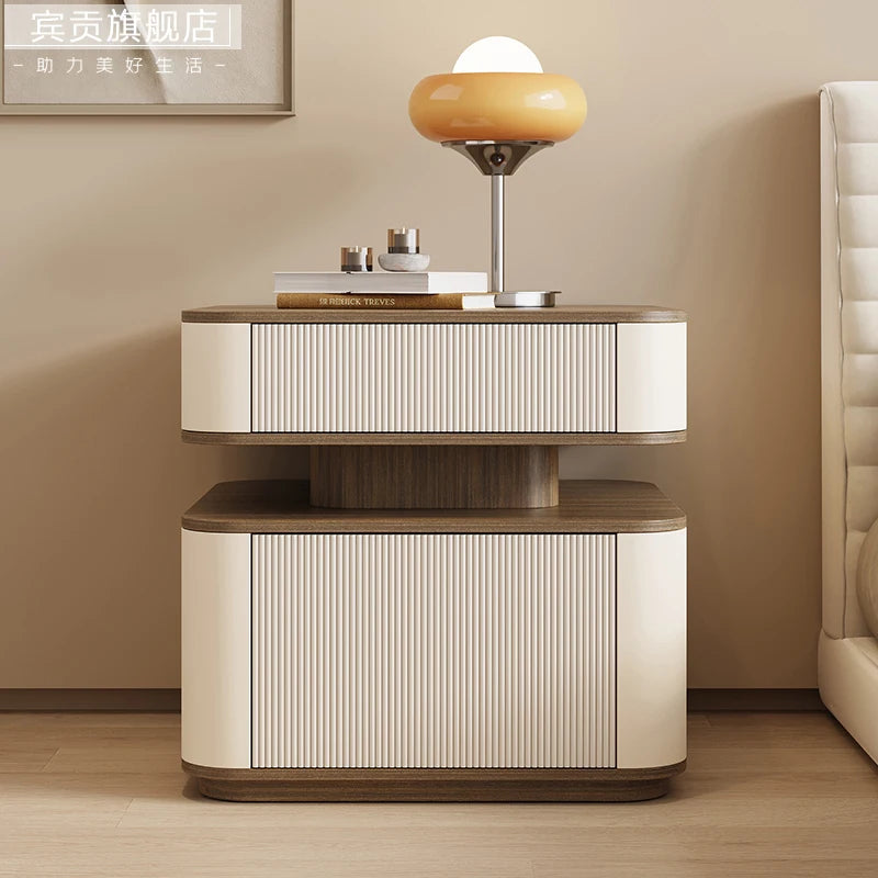 Minimalist Modern Aesthetic Bedside Table With Drawers Design Storage Nightstand Space Saving Mesa De Noche Bedroom Furniture